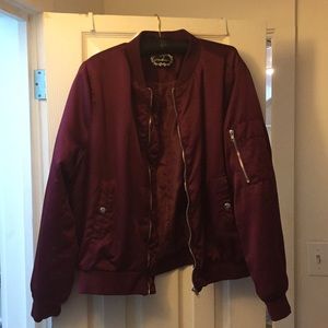 Burgundy bomber jacket